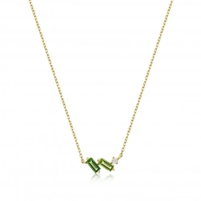 14ct Gold Tourmaline And White Sapphire Necklace NAU005-01YG
