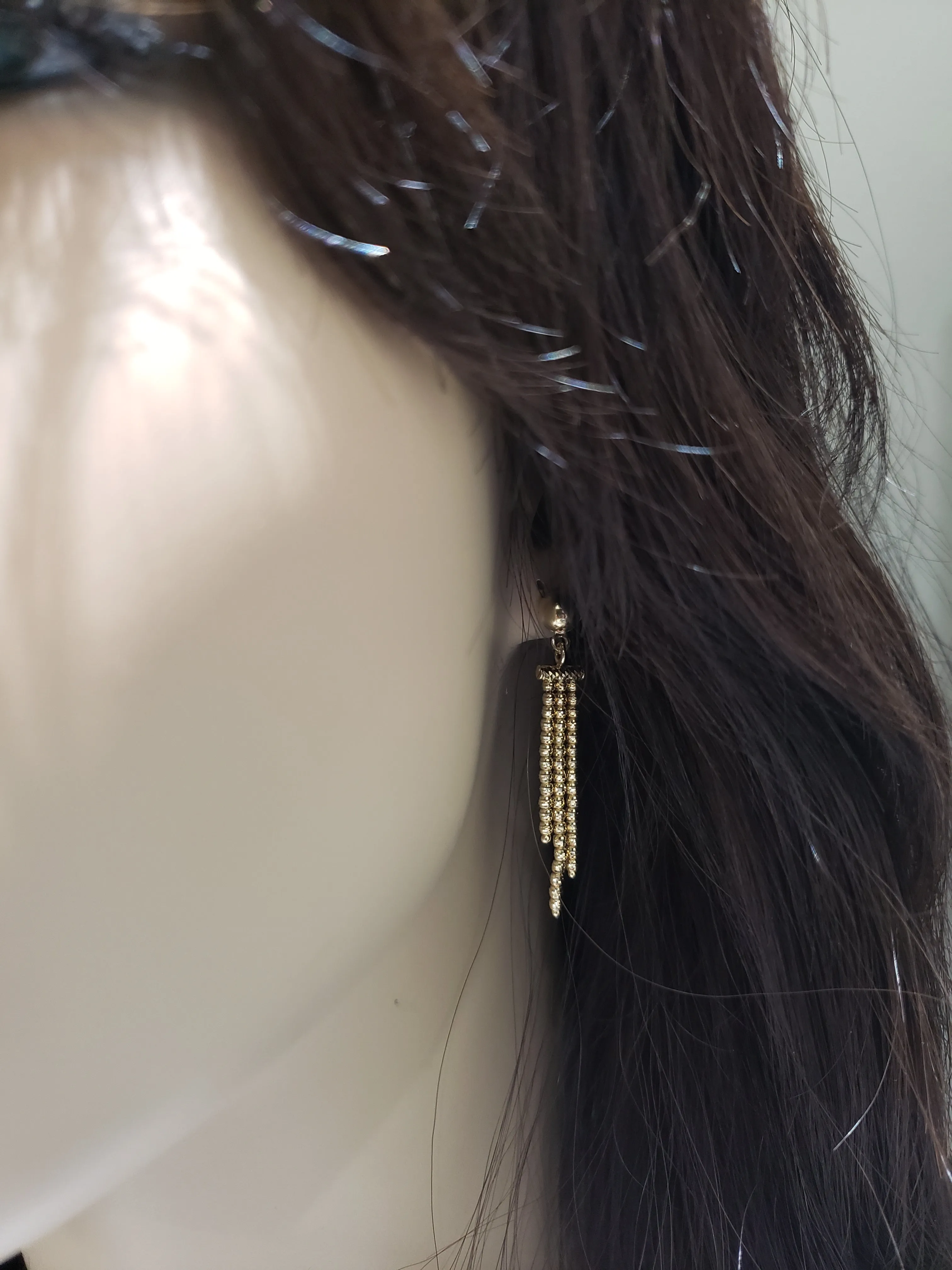 14k Gold Three Row Dangling Earring