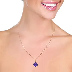 14K Solid Rose Gold Necklace w/ Natural Checkerboard Cut Purple Amethyst