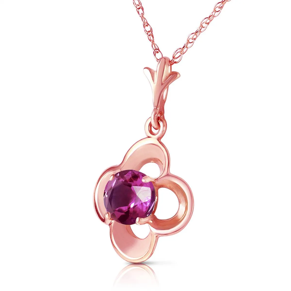 14K Solid Rose Gold Purple Amethyst Necklace Gemstone Series New