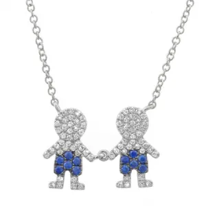 14K White Gold Sapphire Boys Necklace