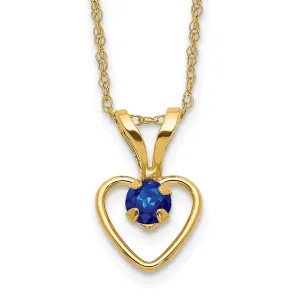 14k Yellow Gold Sapphire Heart Necklace