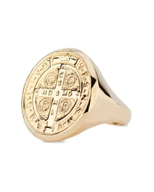 14k Yellow Gold St. Benedict Signet Ring