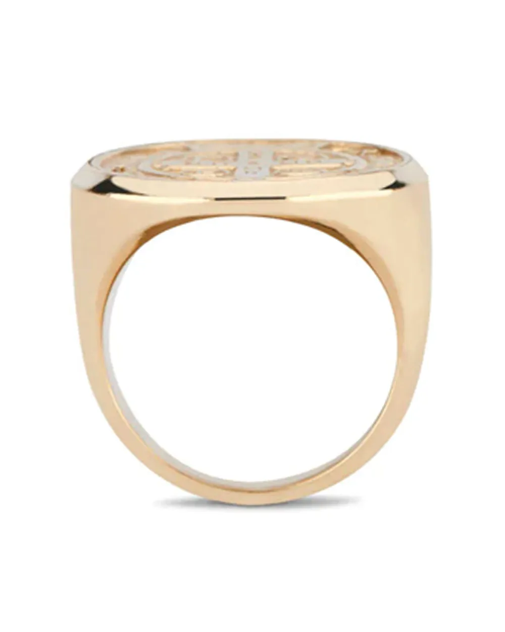 14k Yellow Gold St. Benedict Signet Ring