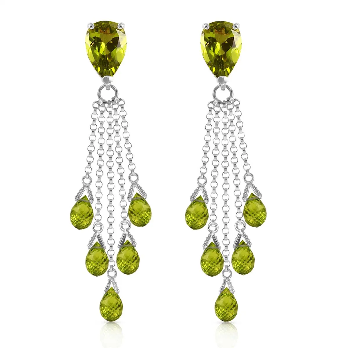 15.5 Carat 14K Solid White Gold Serendipity Peridot Earrings