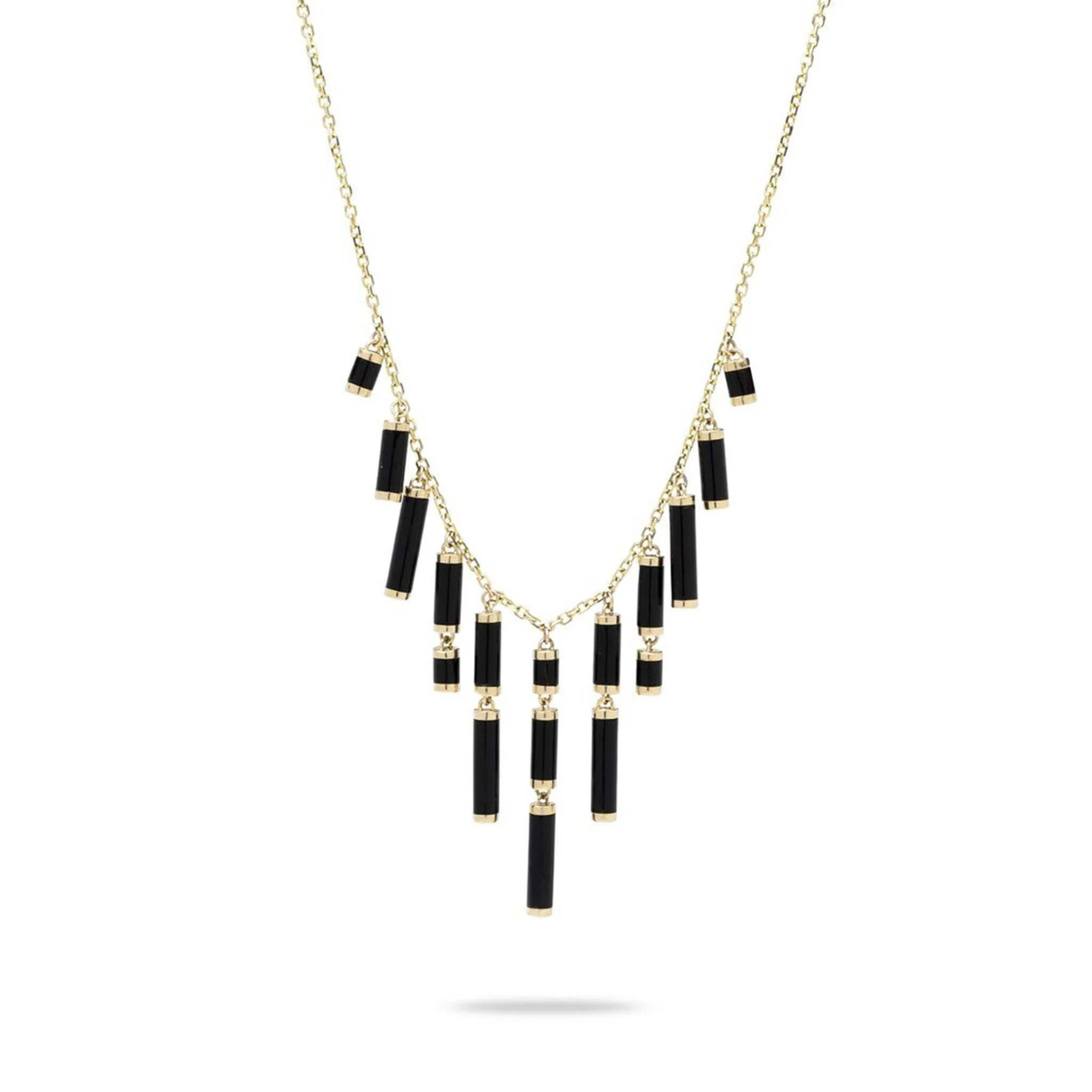 16-18" Adjustable Ocean Chimes Black Coral Necklace in Gold