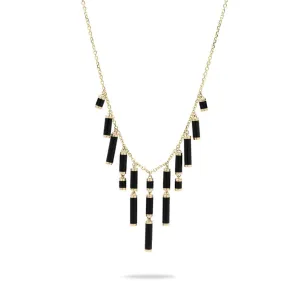 16-18" Adjustable Ocean Chimes Black Coral Necklace in Gold