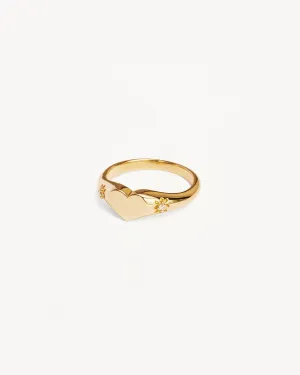 18k Gold Vermeil Heart Signet Ring