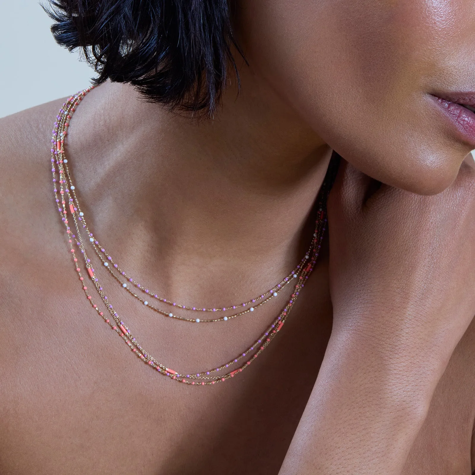 18" Coral Tiny Dot Chain Necklace