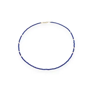 18" Lapis Lazuli x Gold Beaded Necklace