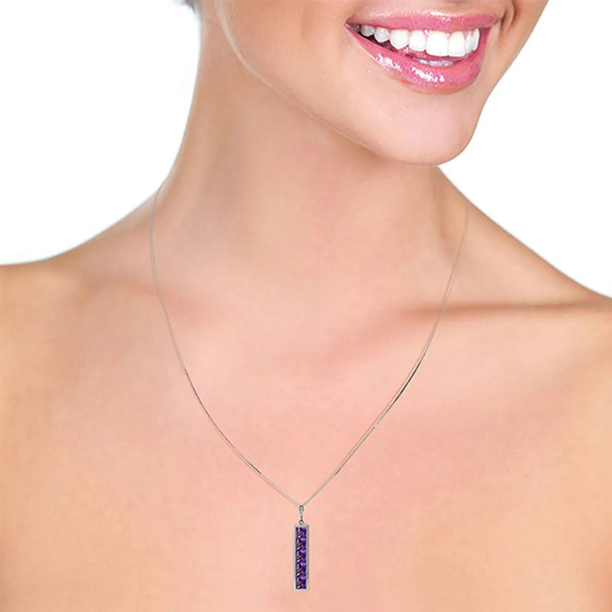 2.25 Carat 14K Solid White Gold One Amethystongst You Amethyst Necklace
