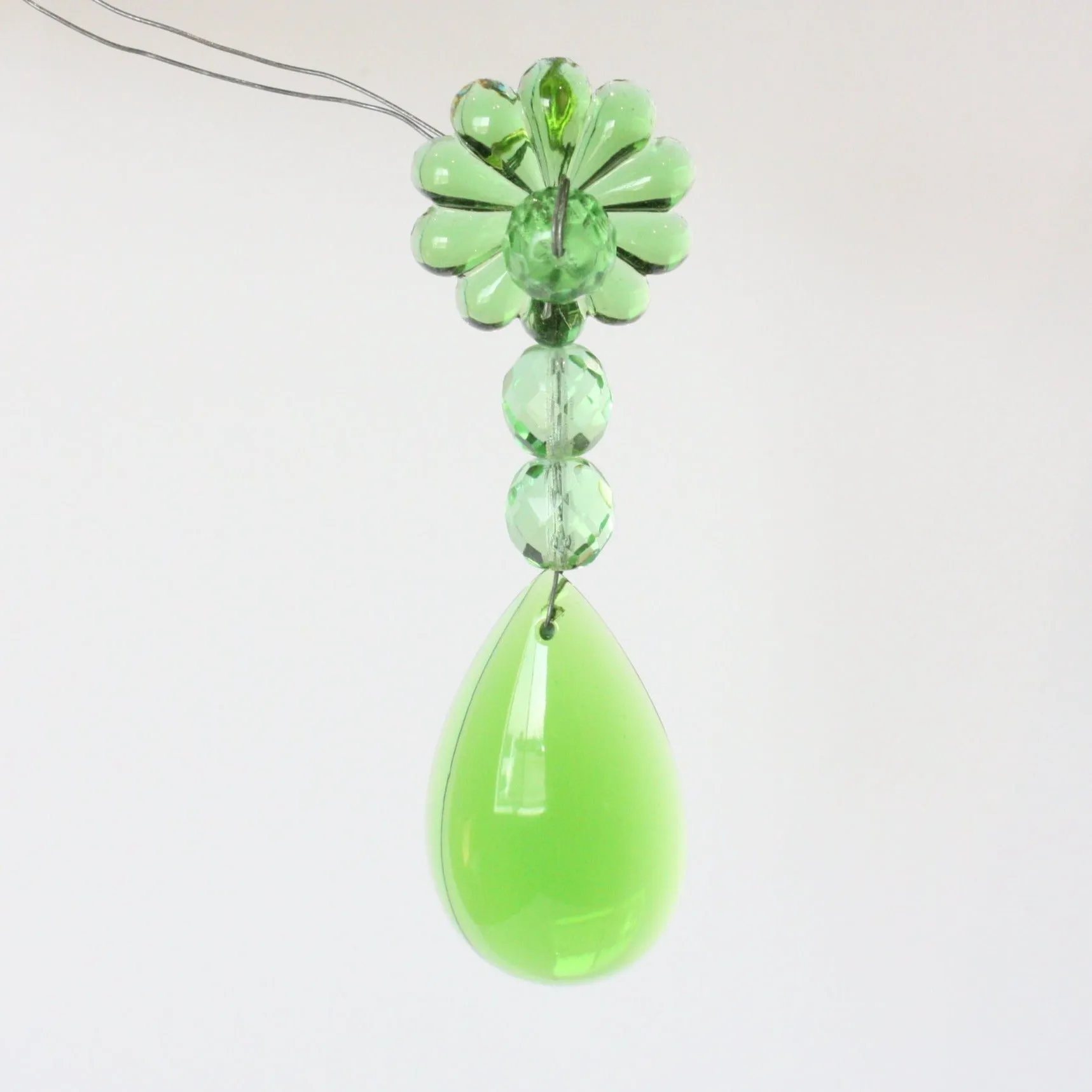 2" Green Half Pear w/ Cut Beads and Rosette