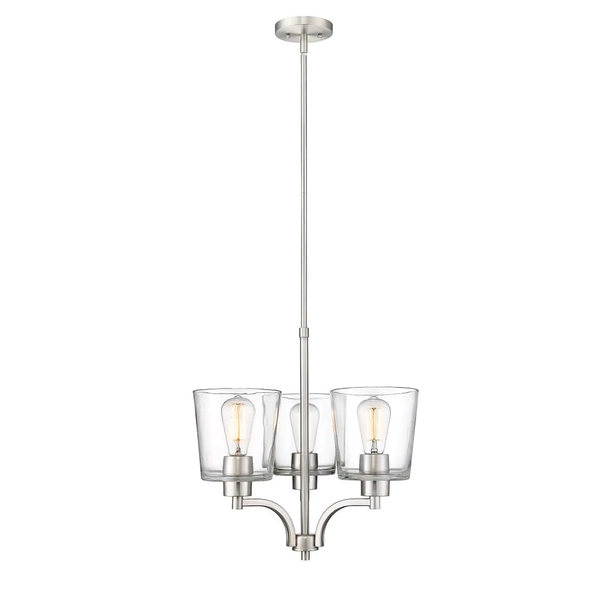 3 Lamps Evalon Chandelier - Brushed Nickel Finish - Clear Glass - 18in Diameter - E26 Medium Base