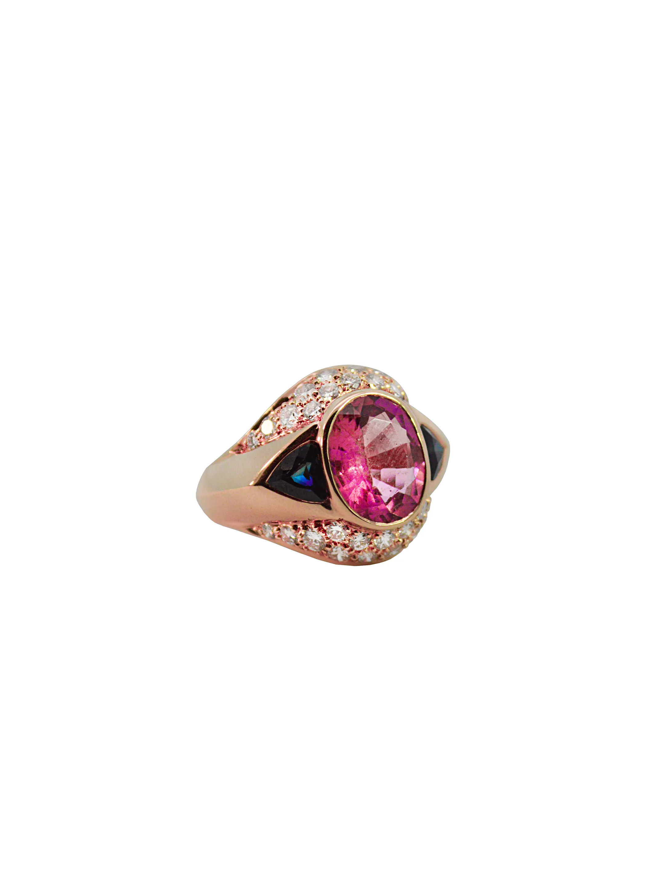 4.70ct Diamond Sapphire 18K Gold Signet Ring