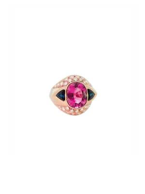 4.70ct Diamond Sapphire 18K Gold Signet Ring