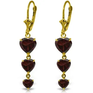 6 Carat 14K Solid Yellow Gold Chandelier Earrings Garnet