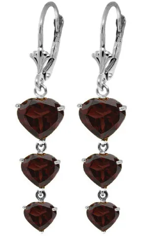 6 Carat 14K Solid Yellow Gold Chandelier Earrings Garnet