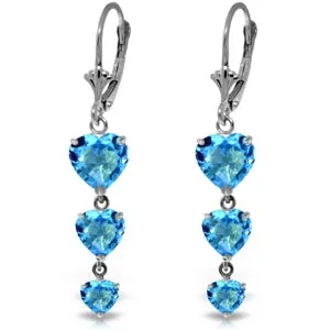 6 Carat 14K Solid Yellow Gold Kind Wind Blows Blue Topaz Earrings