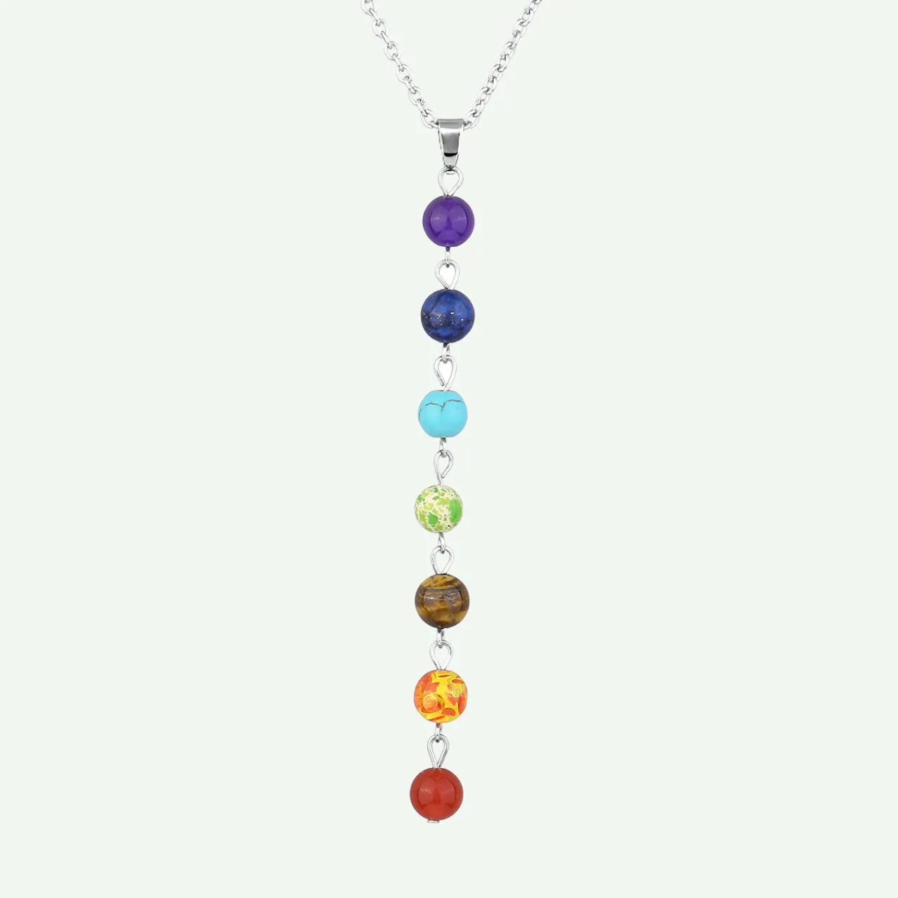 7 Chakras Crystal Beads Pendant Necklace | Jovivi