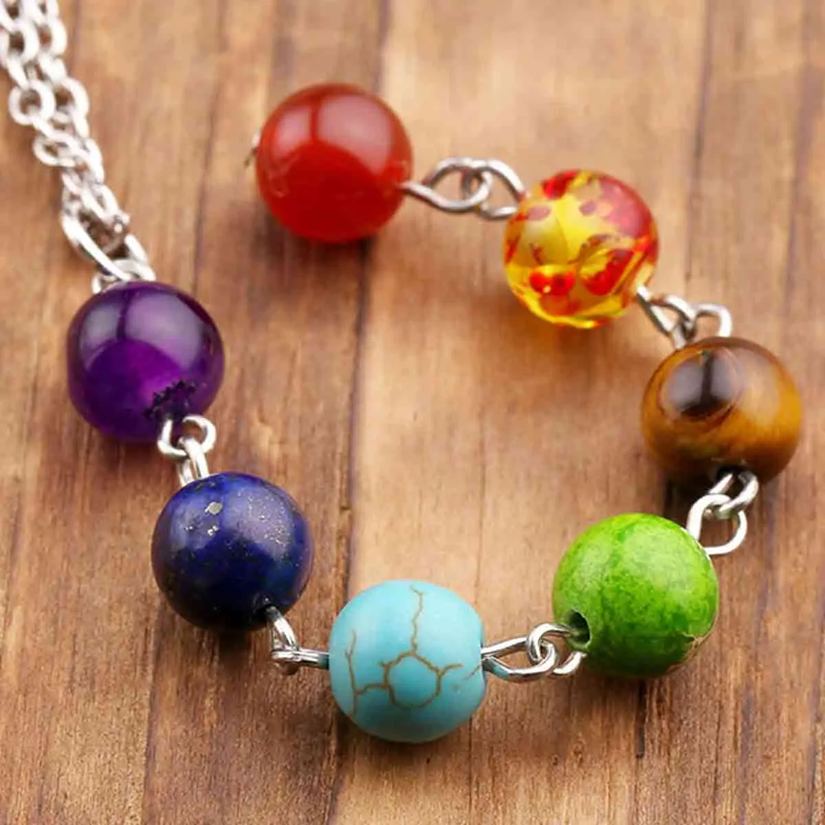7 Chakras Crystal Beads Pendant Necklace | Jovivi