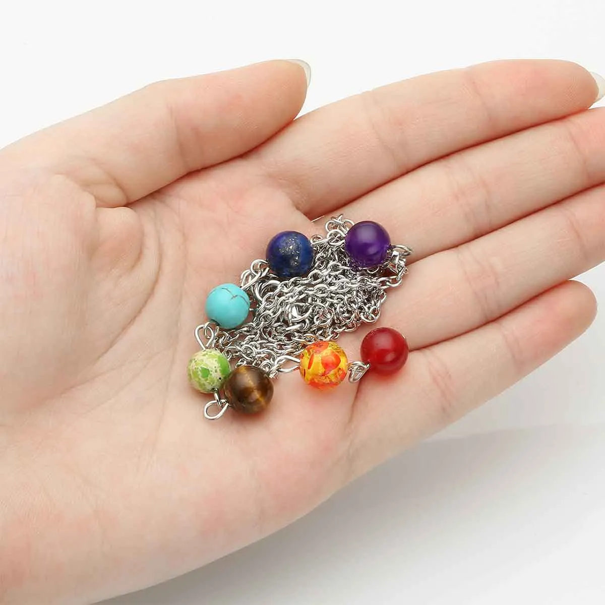 7 Chakras Crystal Beads Pendant Necklace | Jovivi
