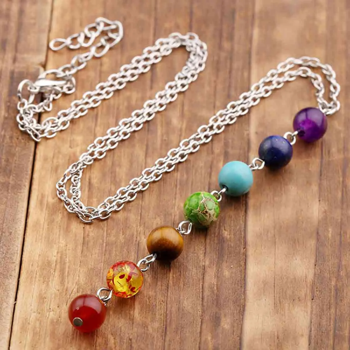 7 Chakras Crystal Beads Pendant Necklace | Jovivi