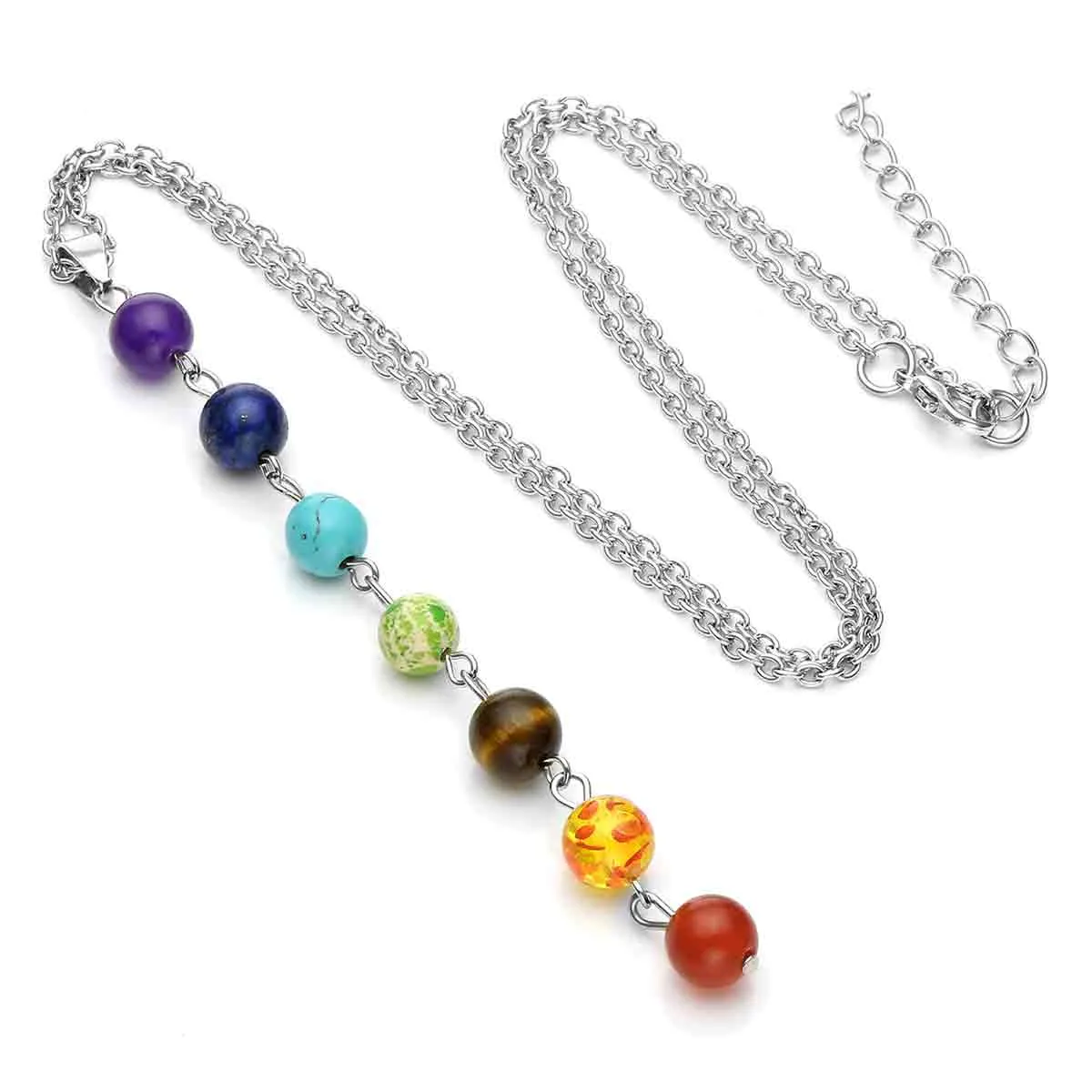 7 Chakras Crystal Beads Pendant Necklace | Jovivi