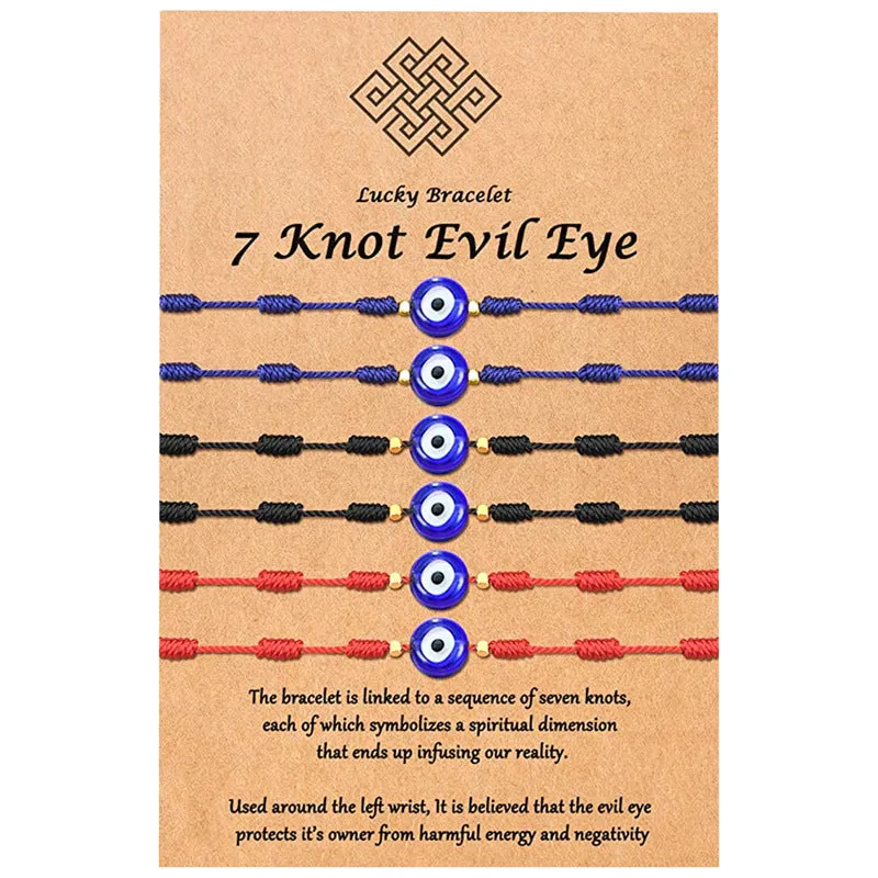 7-Knot Blue Eye Evil Adjustable Bracelet Set