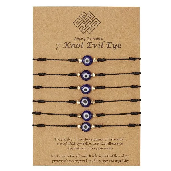 7-Knot Blue Eye Evil Adjustable Bracelet Set