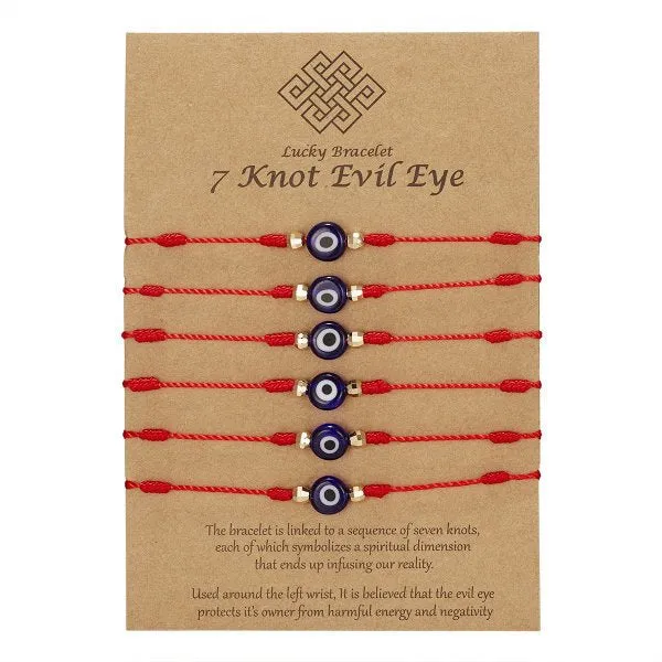 7-Knot Blue Eye Evil Adjustable Bracelet Set