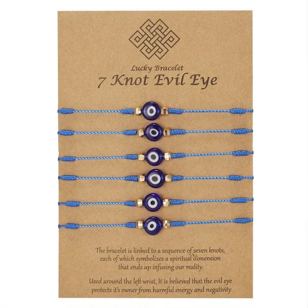 7-Knot Blue Eye Evil Adjustable Bracelet Set