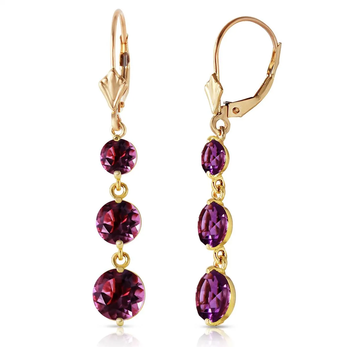 7.2 Carat 14K Solid Yellow Gold Rainfall Amethyst Earrings