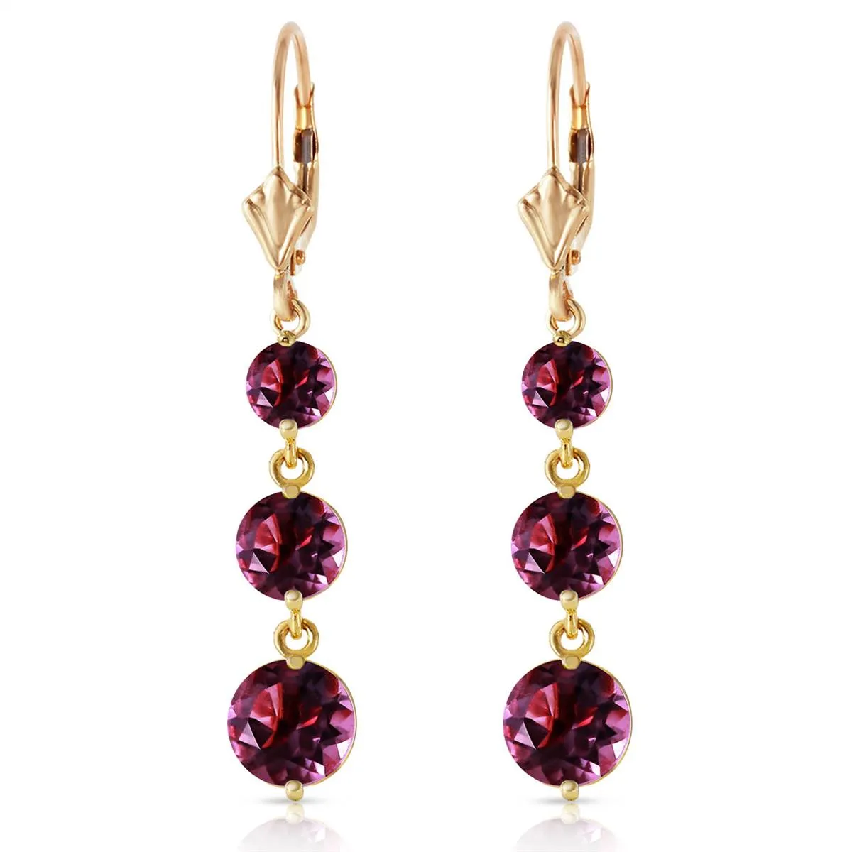 7.2 Carat 14K Solid Yellow Gold Rainfall Amethyst Earrings