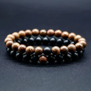 8MM Door Frame Round Beads Bracelet White Turquoise Black Matte Black Agate Bracelet Couple Set