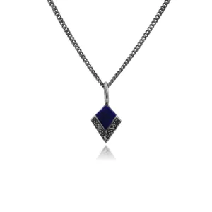 925er Sterlingsilber Markasit & Lapislazuli 18zoll Halskette