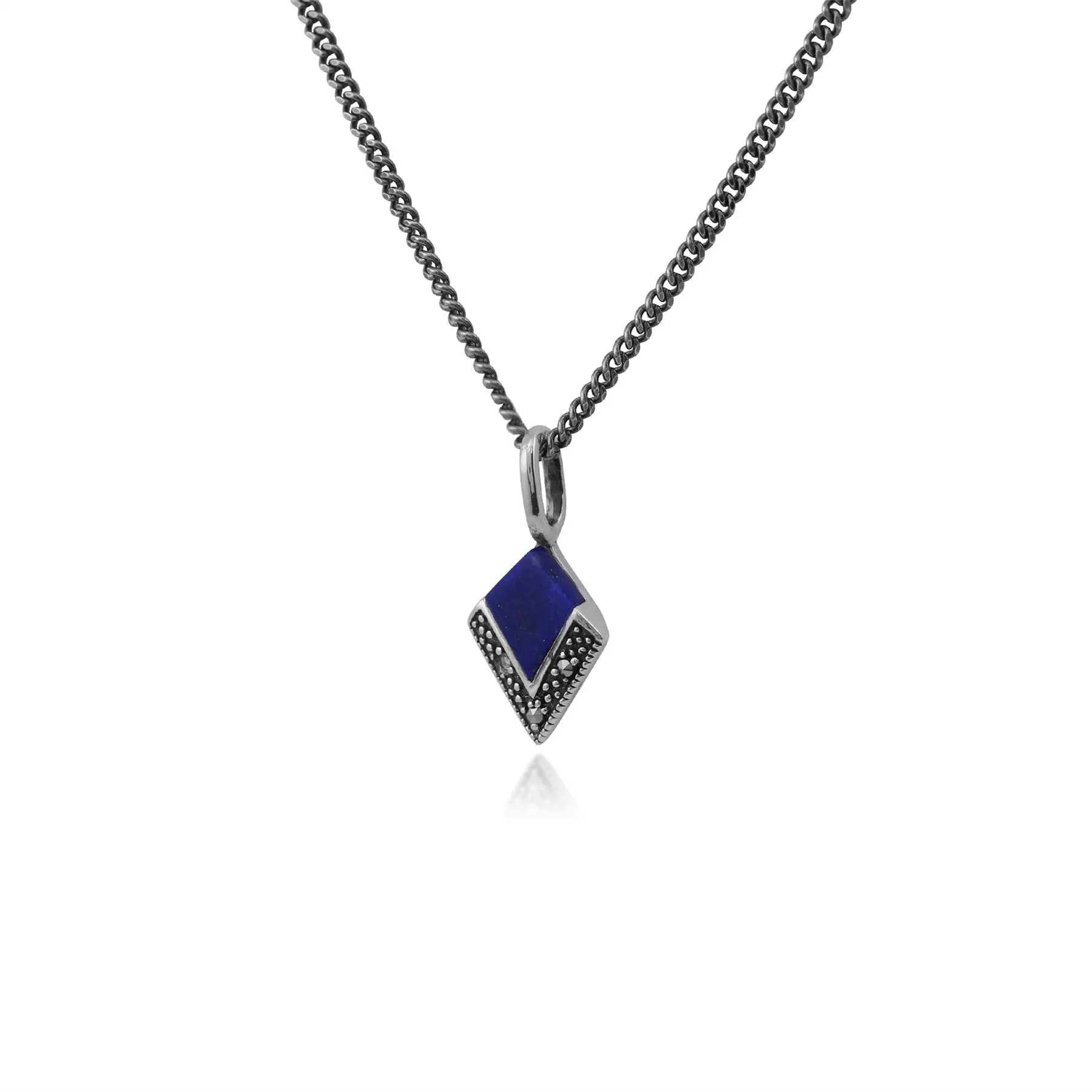 925er Sterlingsilber Markasit & Lapislazuli 18zoll Halskette