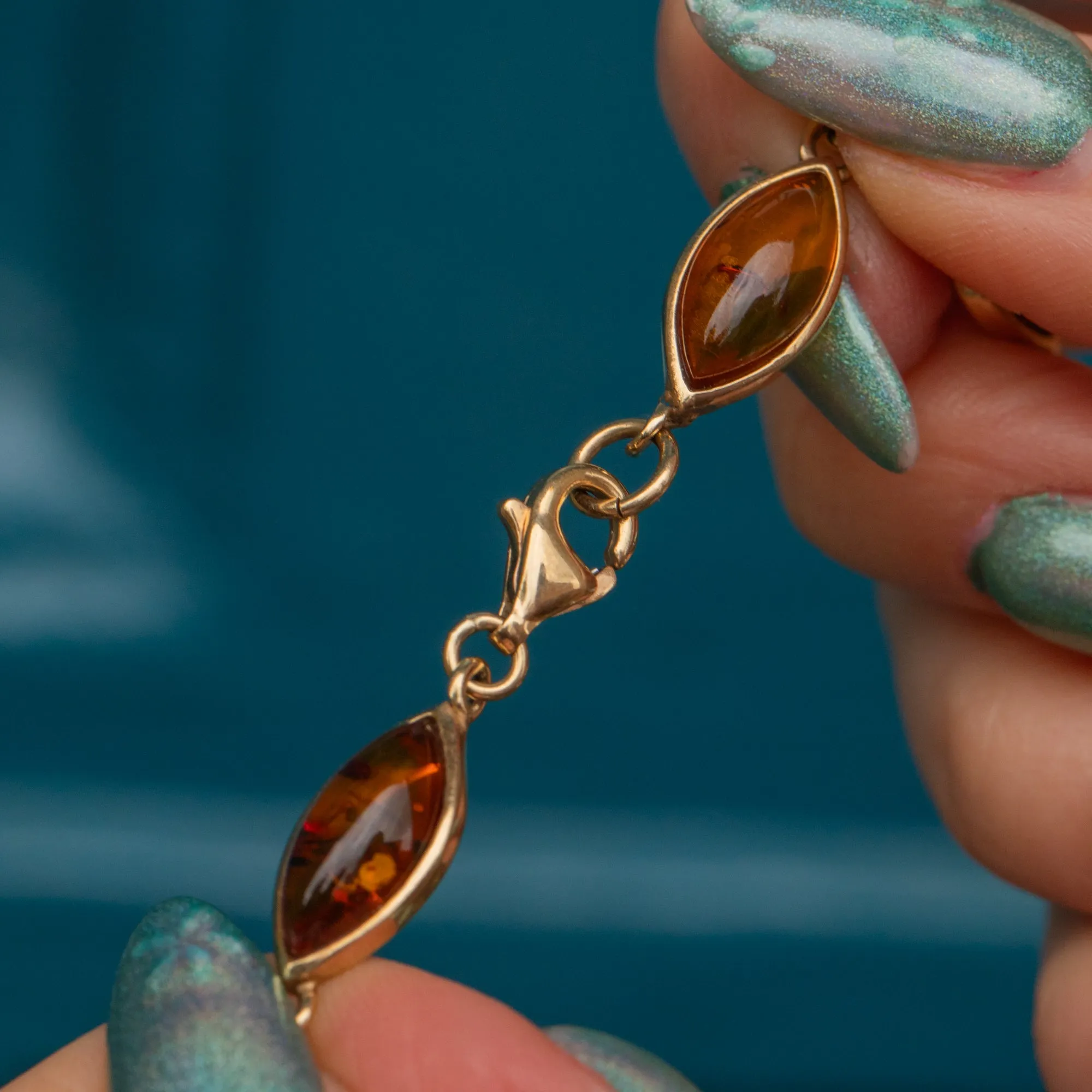 9ct Gold Amber Lozenge Bracelet