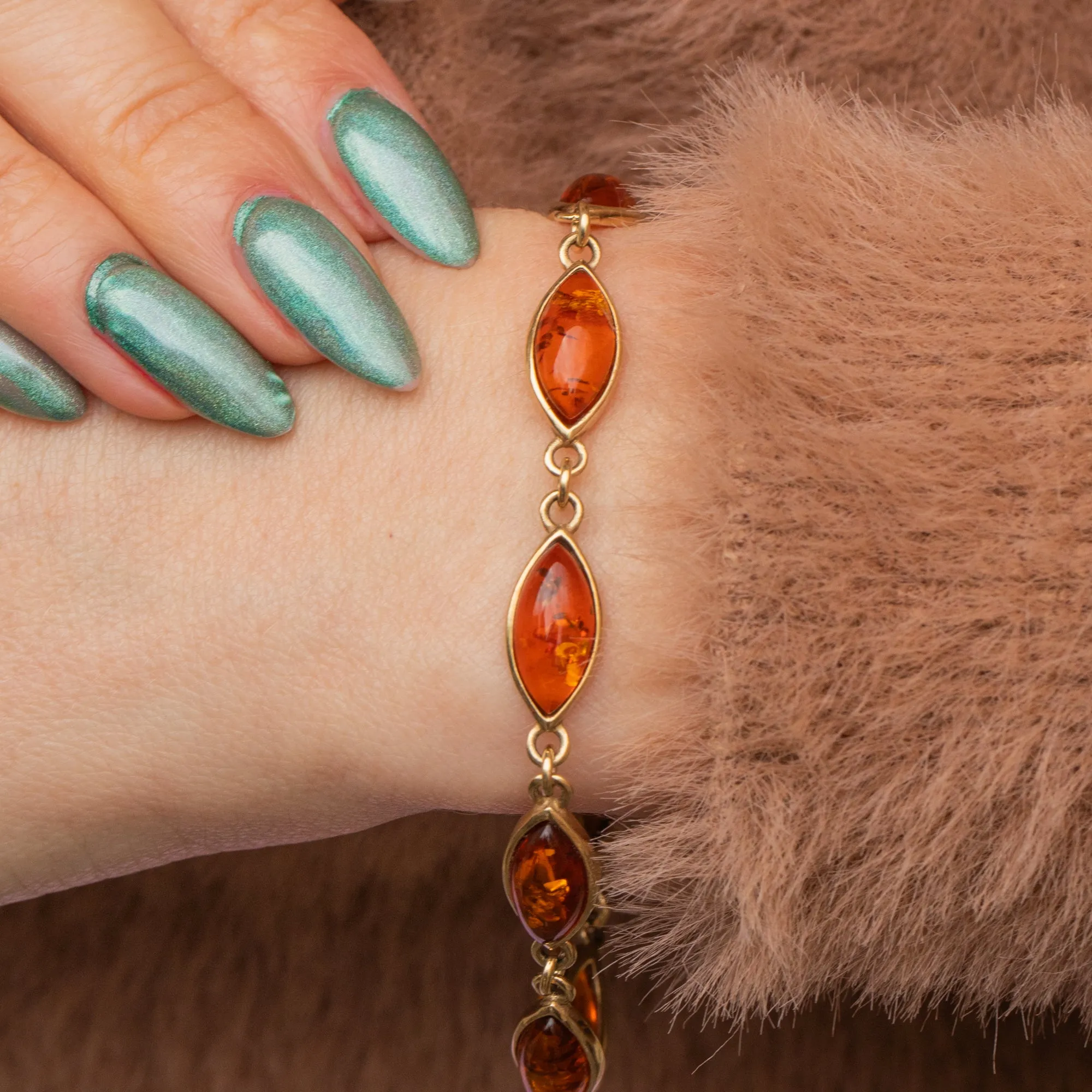 9ct Gold Amber Lozenge Bracelet