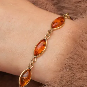 9ct Gold Amber Lozenge Bracelet