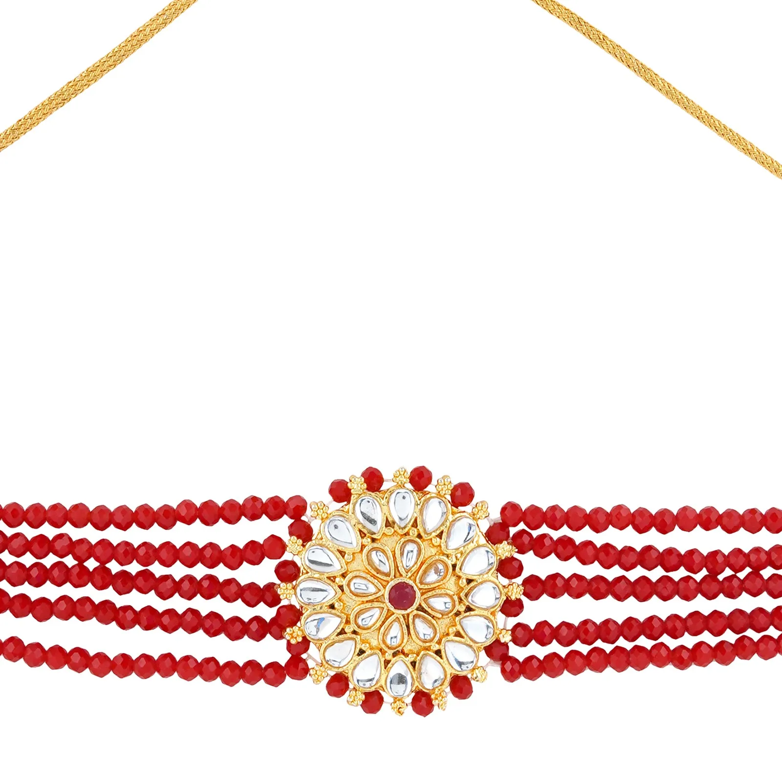 Aarya Red Beaded Necklace Set