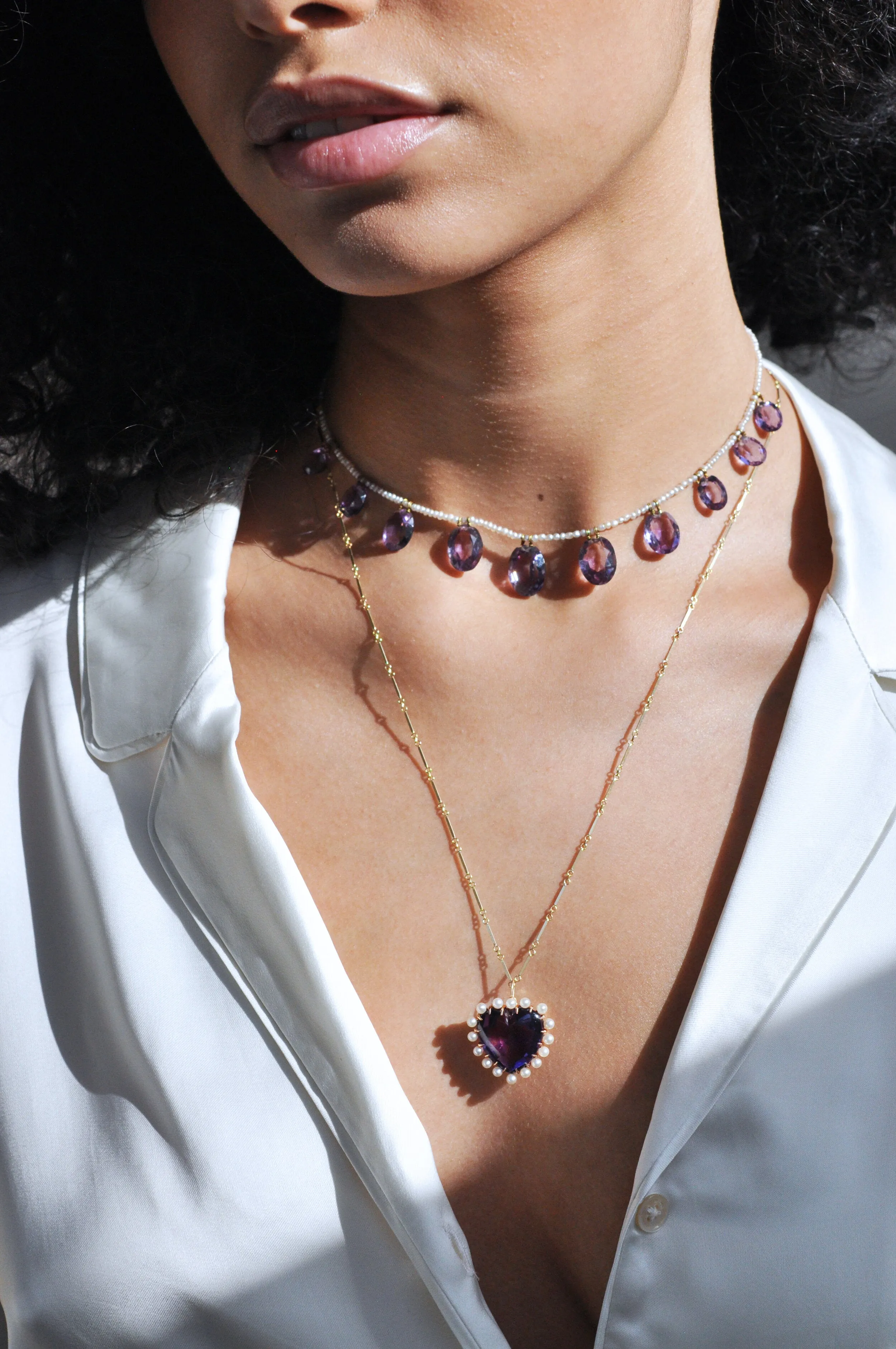 Amethyst Pearl Heart