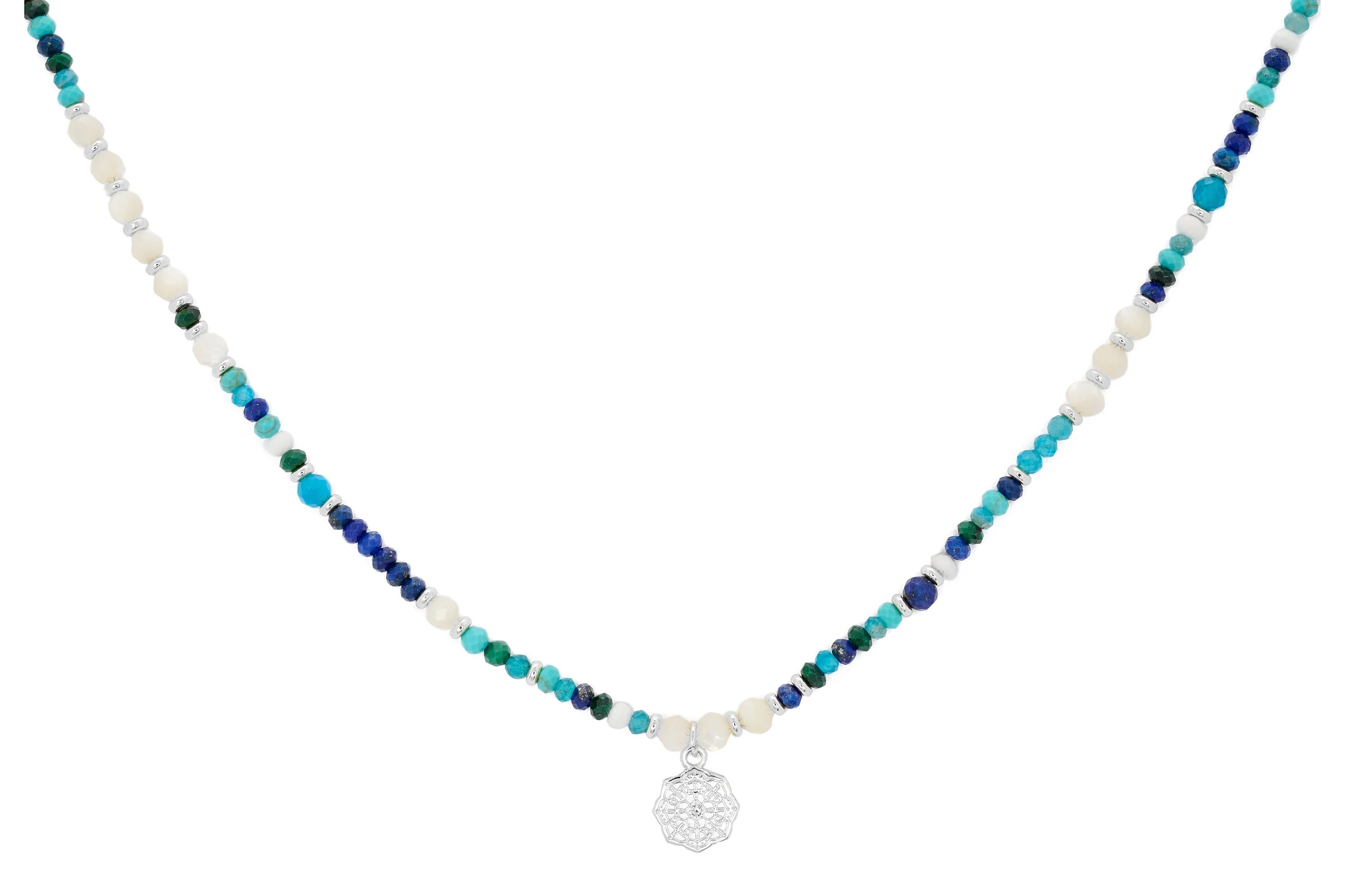 Anansa Turquoise and Lapis Gold Gemstone Necklace
