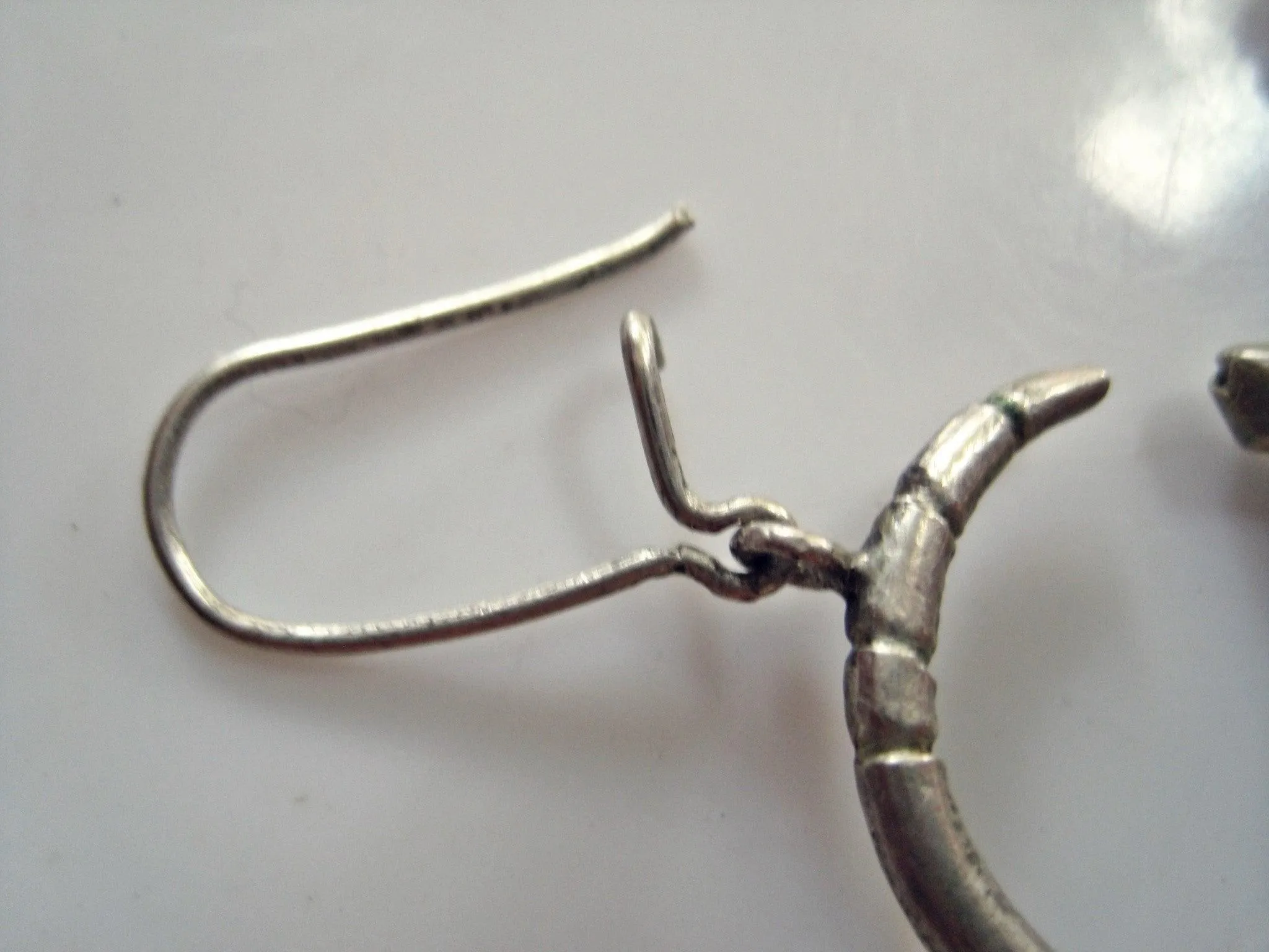 Antique Silver and Coral Berber Earrings from Morocco