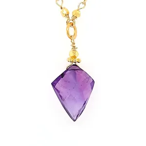 AVF Gold Chain Amethyst Point Necklace (SI3712)