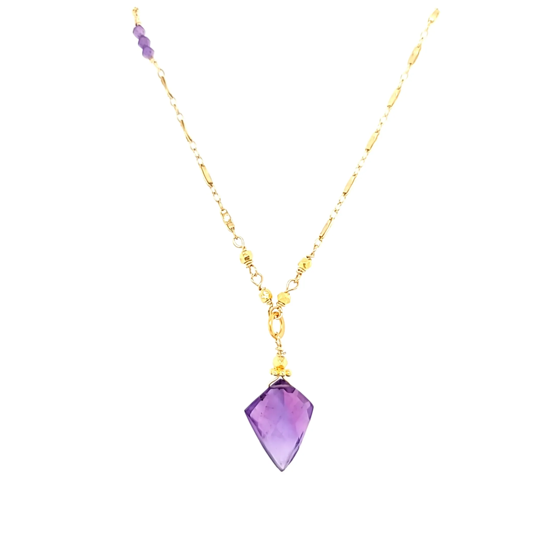 AVF Gold Chain Amethyst Point Necklace (SI3712)