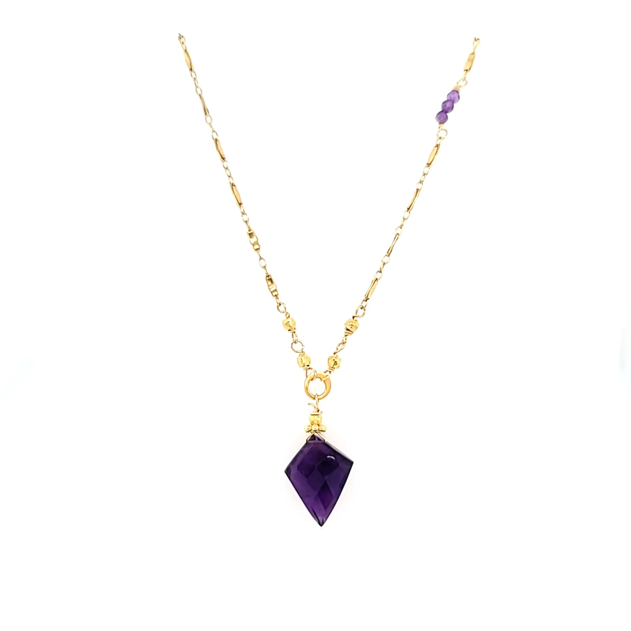 AVF Gold Chain Amethyst Point Necklace (SI3712)