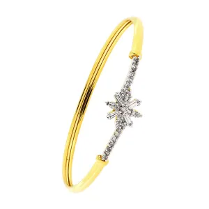 Baguette Flower American Diamond Gold Openable Kada Bangle Bracelet