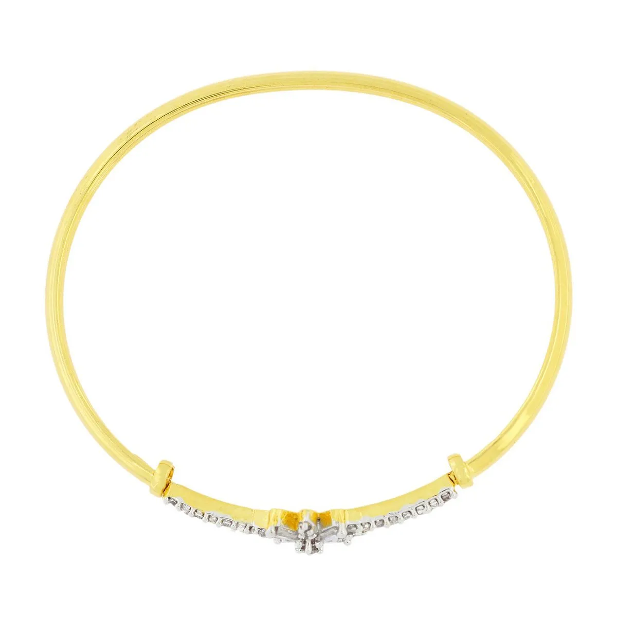 Baguette Flower American Diamond Gold Openable Kada Bangle Bracelet
