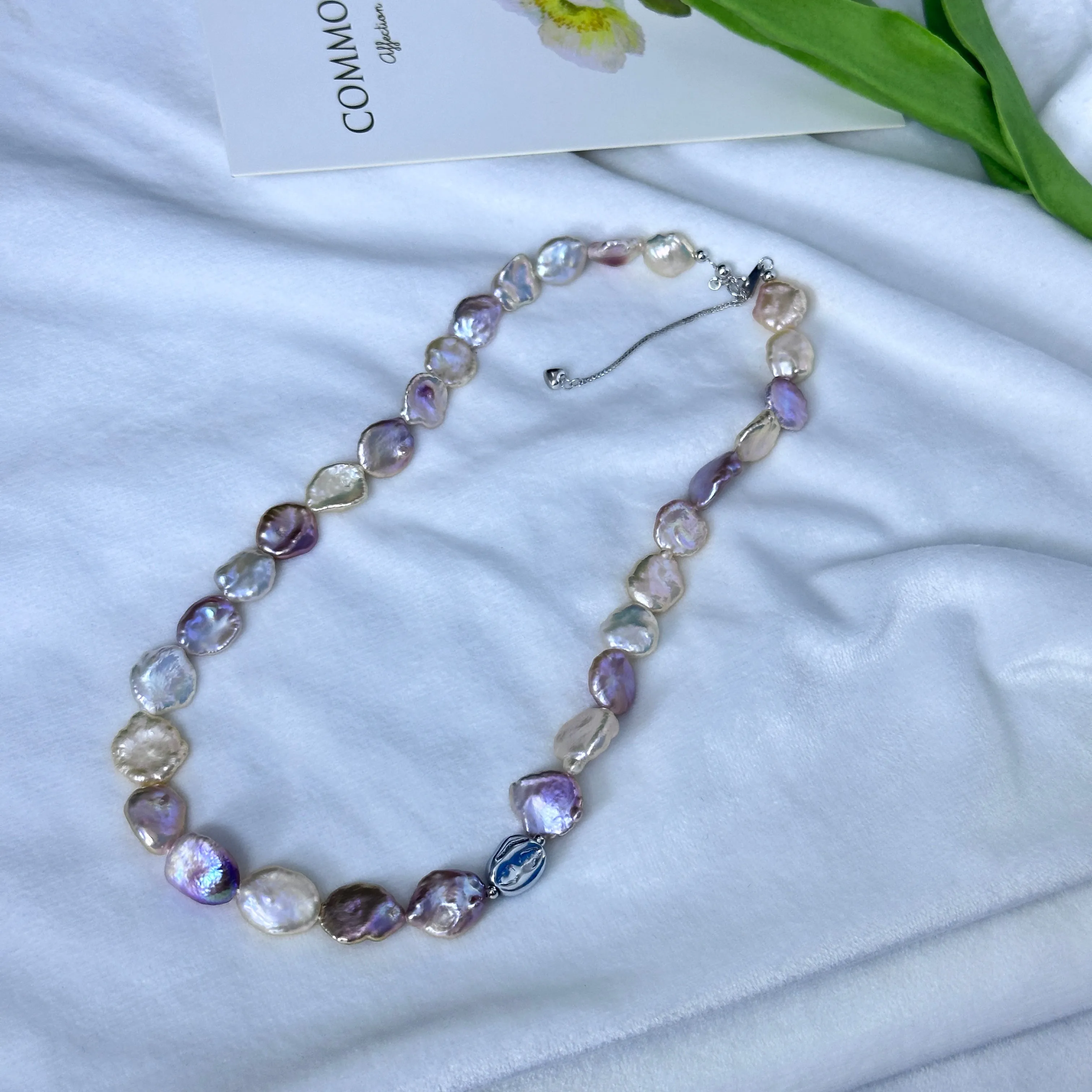 Baroque Keshi Pearl Floral Petal Set in Iridescent Pink-Purple