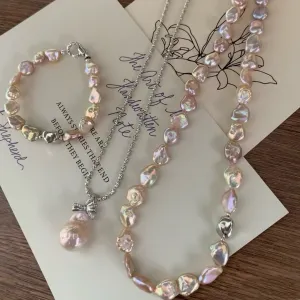 Baroque Keshi Pearl Floral Petal Set in Iridescent Pink-Purple